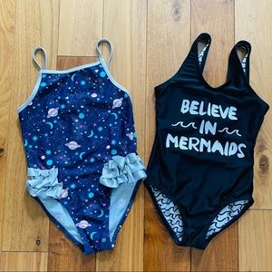 Girls One Piece Swimsuit Bundle set of 2 Size 5-6